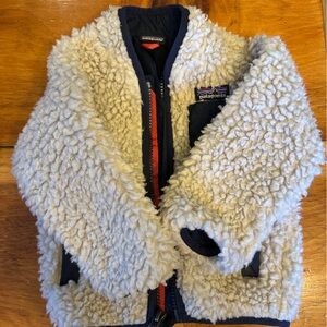 Patagonia retro Cream Sherpa fleece with Red Zipper